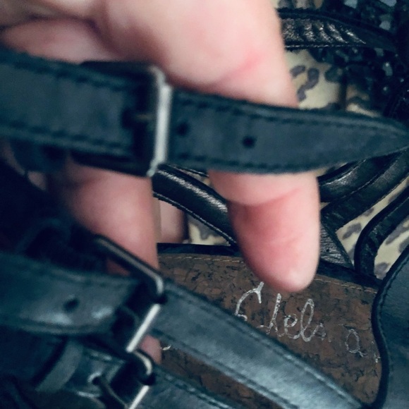 Sam Edelman size 10 black platform heel beaded ,strappy open toe back back zip - Picture 8 of 12